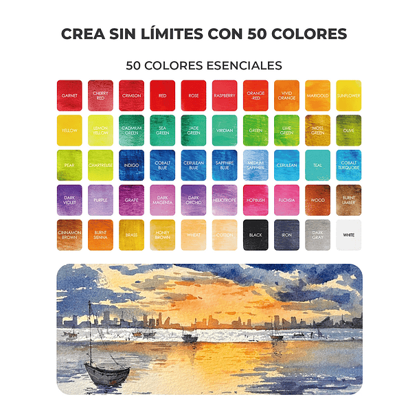 SET DE ACUARELAS PREMIUM TODO EN UNO DE 50 COLORES  6
