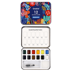 SET DE ACUARELA DE BOLSILLO DE 12 COLORES CON PINCEL ESSENTIAL COLORS 
