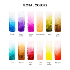 SET DE ACUARELA DE BOLSILLO DE 12 COLORES CON PINCEL COLORES FLORALES 