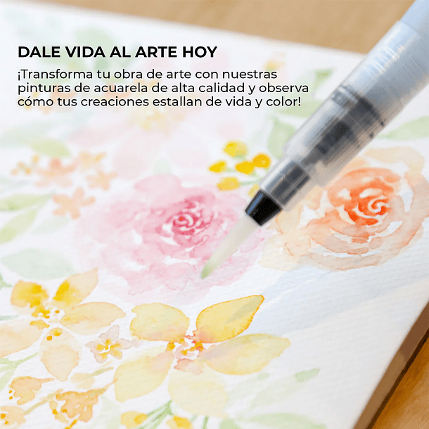 SET DE ACUARELA DE BOLSILLO DE 12 COLORES CON PINCEL COLORES FLORALES  4