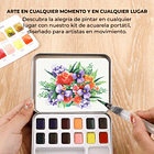 SET DE ACUARELA DE BOLSILLO DE 12 COLORES CON PINCEL COLORES FLORALES  5