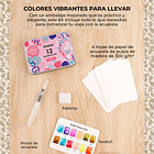 SET DE ACUARELA DE BOLSILLO DE 12 COLORES CON PINCEL COLORES FLORALES  6