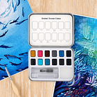 SET DE ACUARELA DE BOLSILLO DE 12 COLORES CON PINCEL COLORES DEL OCÉANO  7