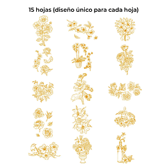 LIBRO PARA COLOREAR DE ACUARELA CON TEMÁTICA FLORAL (15 HOJAS 300 GSM) 