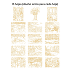 LIBRO PARA COLOREAR DE ACUARELA CON TEMÁTICA BOSQUE (15 HOJAS 300 GSM)  2
