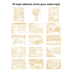 LIBRO PARA COLOREAR DE ACUARELA CON TEMÁTICA BOSQUE (15 HOJAS 300 GSM) 