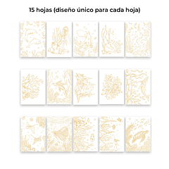LIBRO PARA COLOREAR DE ACUARELA CON TEMÁTICA OCEÁNICA (15 HOJAS 300 GSM) 