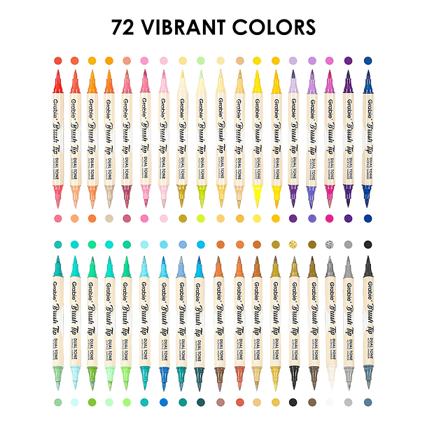 JUEGO DE 36 MARCADORES ACRÍLICOS CON PUNTA PINCEL DOBLE TONO (72 COLORES)  4