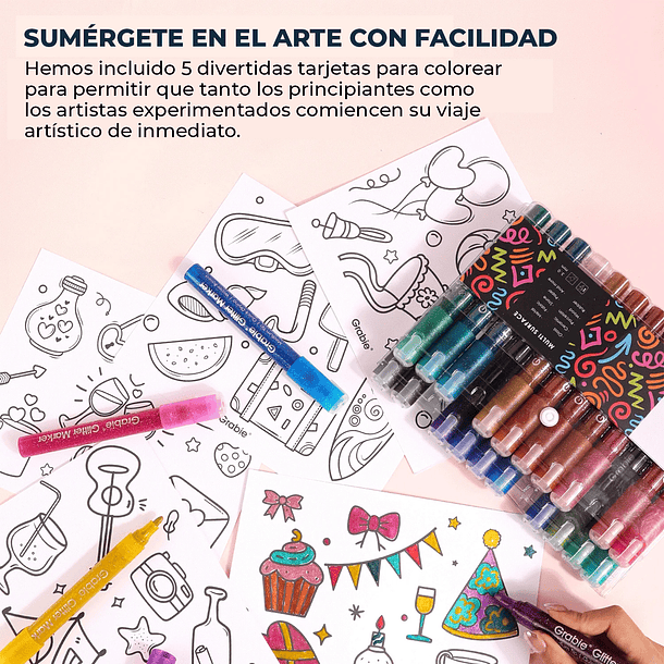 JUEGO DE 24 MARCADORES DE PINTURA ACRÍLICA CON GLITTER  6