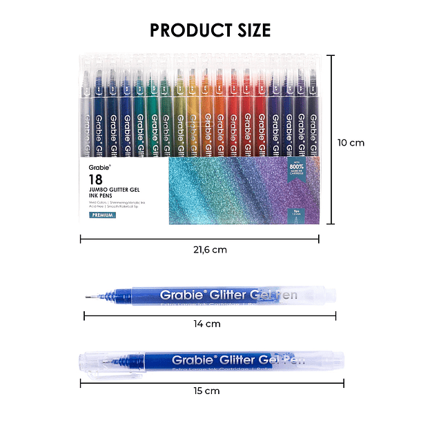 JUEGO DE 18 LÁPICES DE TINTA DE GEL CON GLITTER  6