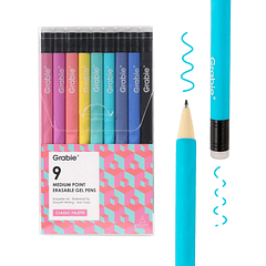 JUEGO DE 9 LÁPICES GEL BORRABLES TONOS CLÁSICOS 