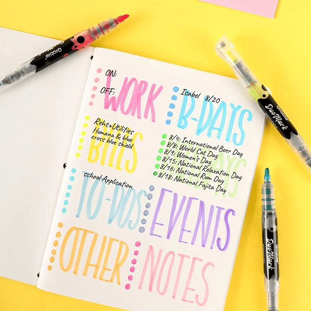 JUEGO DE 10 DESTACADORES DUOMARK (20 COLORES)  6