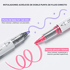 WAIMOKU 24 MARCADORES PINTURA ACRÍLICA FLUJO DIRECTO DOBLE PUNTA PINCEL Y BALA 4