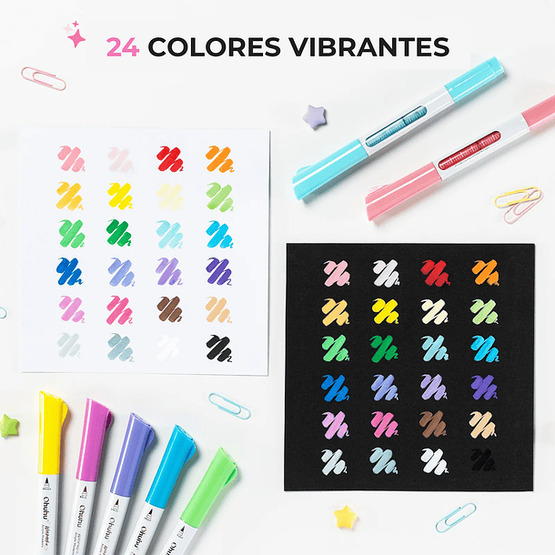 WAIMOKU 24 MARCADORES PINTURA ACRÍLICA FLUJO DIRECTO DOBLE PUNTA PINCEL Y BALA 5