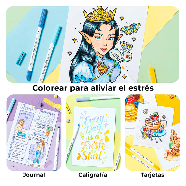 PUPE PAPER FRIENDLY 40 MARCADORES BASE DE AGUA + LIBRO PARA COLOREAR OHUHU 4