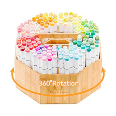 OHUHU ORGANIZADOR DE MARCADORES GIRATORIO DE BAMBÚ DE 360°