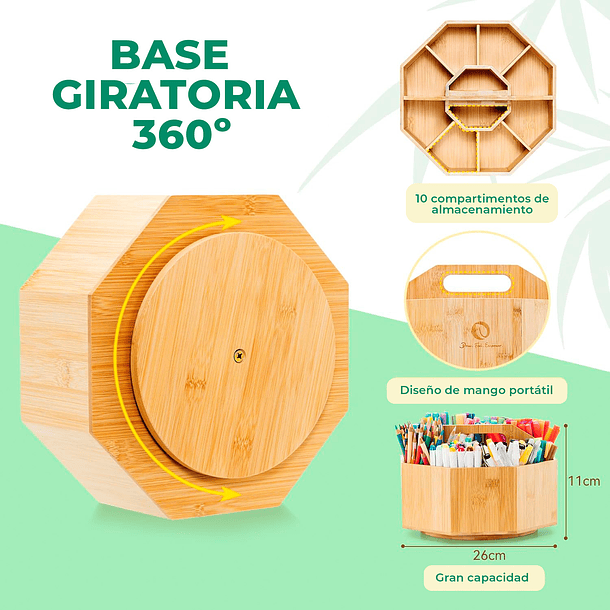 OHUHU ORGANIZADOR DE MARCADORES GIRATORIO DE BAMBÚ DE 360° 5