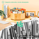 OHUHU ORGANIZADOR DE MARCADORES GIRATORIO DE BAMBÚ DE 360° 6