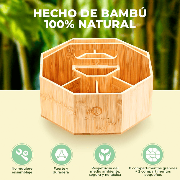 OHUHU ORGANIZADOR DE MARCADORES GIRATORIO DE BAMBÚ DE 360° 8