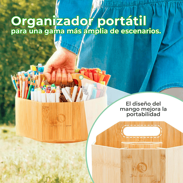 OHUHU ORGANIZADOR DE MARCADORES GIRATORIO DE BAMBÚ DE 360° 9