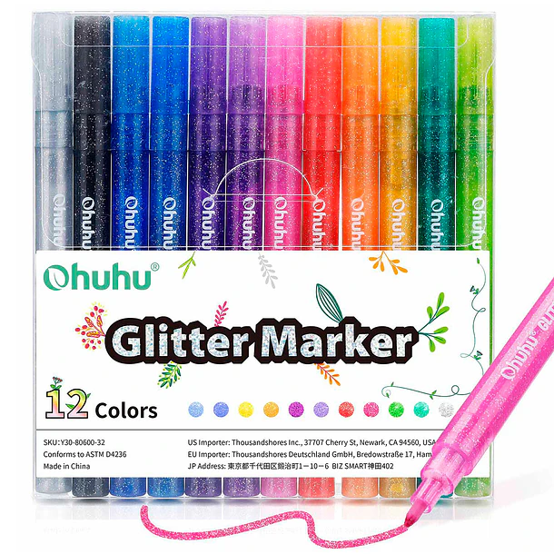 OHUHU MARCADORES GLITTER METÁLICOS CON PURPURINA 1