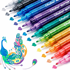 OHUHU MARCADORES GLITTER METÁLICOS CON PURPURINA