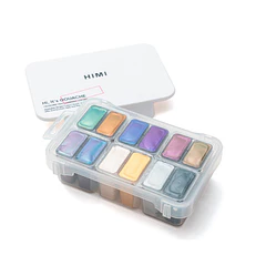 HIMI SET DE GOUACHE 12 COLORES 12ML (8 COLORES CAMALEÓN Y 4 METÁLICOS)