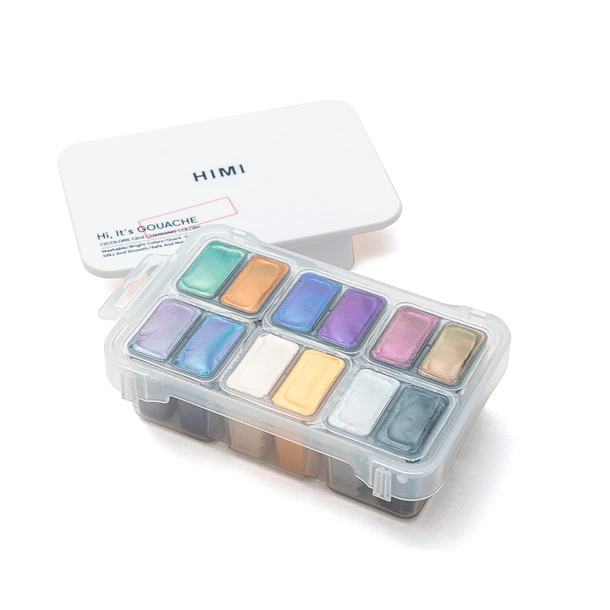 HIMI SET DE GOUACHE 12 COLORES 12ML (8 COLORES CAMALEÓN Y 4 METÁLICOS) 2