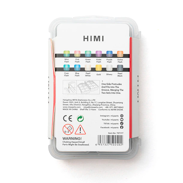 HIMI SET DE GOUACHE 12 COLORES 12ML (8 COLORES CAMALEÓN Y 4 METÁLICOS) 8