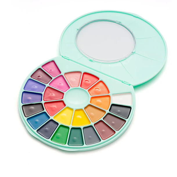 HIMI SET DE PINTURA SÓLIDA SEMI HUMEDAD 24 COLORES (ESTUCHE VERDE) 2