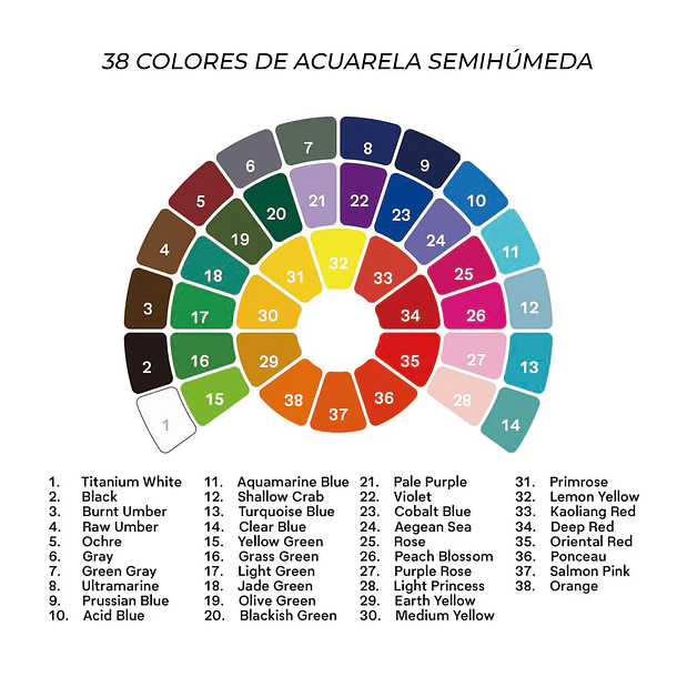 HIMI SET DE PINTURA SEMI HUMEDAD 38 COLORES (ESTUCHE VERDE) 3