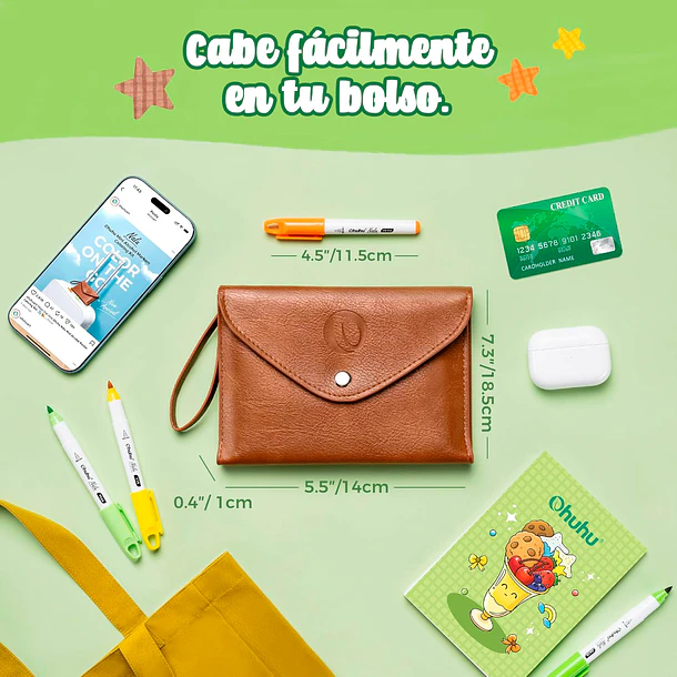OHUHU SET DE VIAJE 12 MINI MARCADORES PINCEL + LIBRO + ESTUCHE 2
