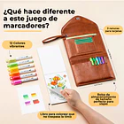 OHUHU SET DE VIAJE 12 MINI MARCADORES PINCEL + LIBRO + ESTUCHE 3