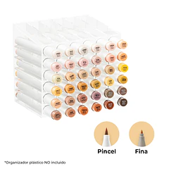OHUHU 36 MARCADORES BASE ALCOHOL TONOS PIEL PINCEL & FINA