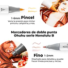 OHUHU 36 MARCADORES BASE ALCOHOL TONOS PIEL PINCEL & FINA 2