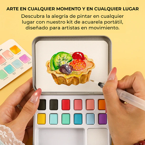 SET DE ACUARELA DE BOLSILLO DE 12 COLORES CON PINCEL COLORES REPOSTERIA 5