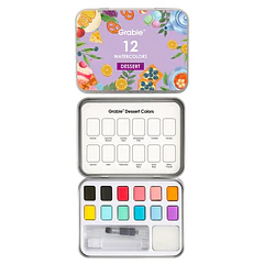 SET DE ACUARELA DE BOLSILLO DE 12 COLORES CON PINCEL COLORES REPOSTERIA