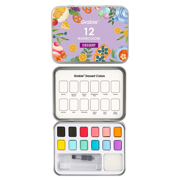SET DE ACUARELA DE BOLSILLO DE 12 COLORES CON PINCEL COLORES REPOSTERIA 1