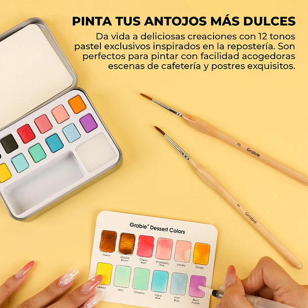 SET DE ACUARELA DE BOLSILLO DE 12 COLORES CON PINCEL COLORES REPOSTERIA 7