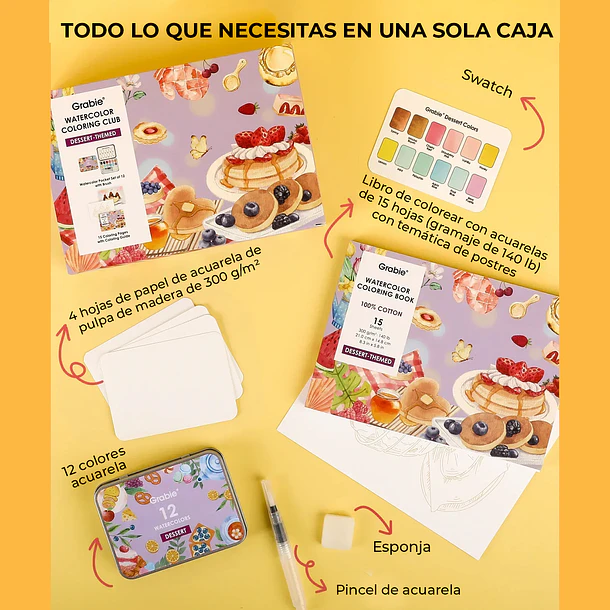 GRABIE CLUB BOX CAJA PARA COLOREAR CON ACUARELA DE TEMÁTICA REPOSTERÍA 4