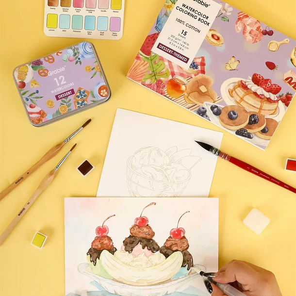 GRABIE CLUB BOX CAJA PARA COLOREAR CON ACUARELA DE TEMÁTICA REPOSTERÍA 8