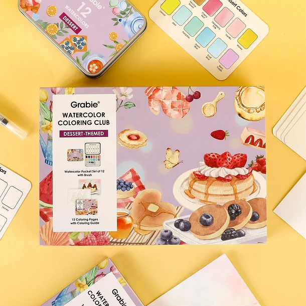 GRABIE CLUB BOX CAJA PARA COLOREAR CON ACUARELA DE TEMÁTICA REPOSTERÍA 10