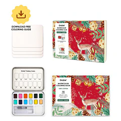 GRABIE CLUB BOX CAJA PARA COLOREAR CON ACUARELA DE TEMÁTICA NAVIDEÑA