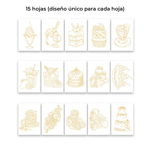 LIBRO PARA COLOREAR ACUARELA 100% ALGODON TEMÄTICA REPOSTERÍA (15 HOJAS 300 GSM)  3