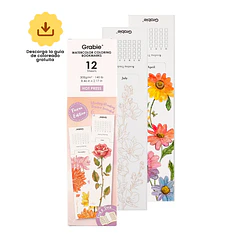 12 MARCAPÁGINAS PARA COLOREAR 100% ALGODÓN DE 300 G/M² – EDICIÓN FLORES