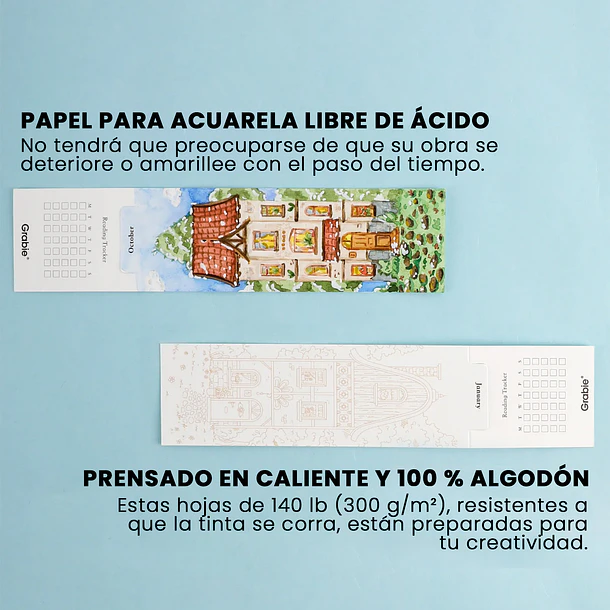 12 MARCAPÁGINAS PARA COLOREAR 100% ALGODÓN DE 300 G/M² – CASAS URBANAS 9