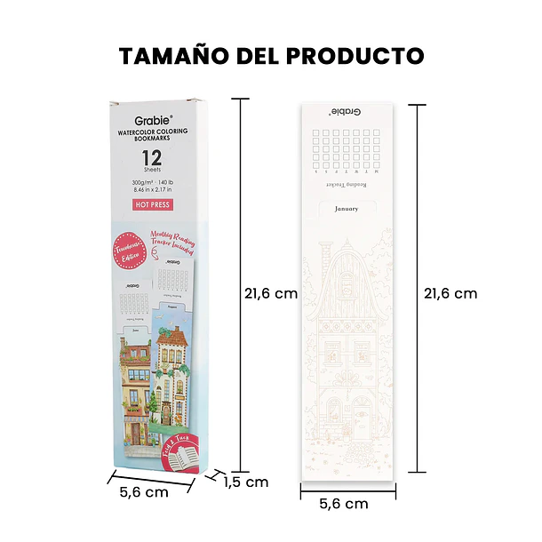 12 MARCAPÁGINAS PARA COLOREAR 100% ALGODÓN DE 300 G/M² – CASAS URBANAS 3