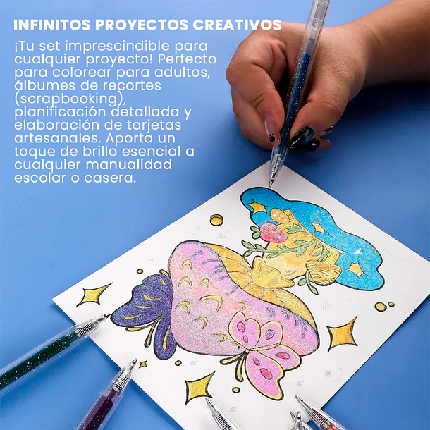 SET DE 18 LÁPICES RETRÁCTILES GEL GLITTER 4