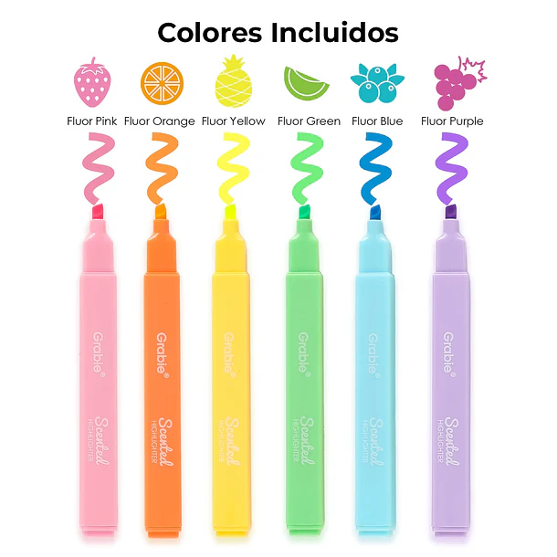 SET DE 6 DESTACADORES CON AROMAS FRUTALES 5
