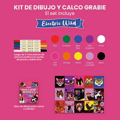 KIT DE DIBUJO PARA CALCAR Y COLOREAR - ELECTRIC WILD (AVANZADO)